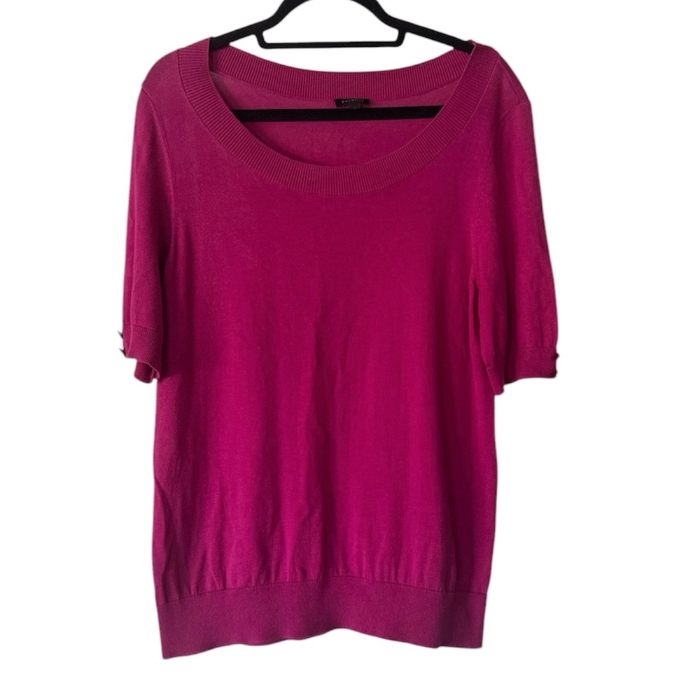 Talbots Fuchsia Crewneck Short Sleeved Sweater size L